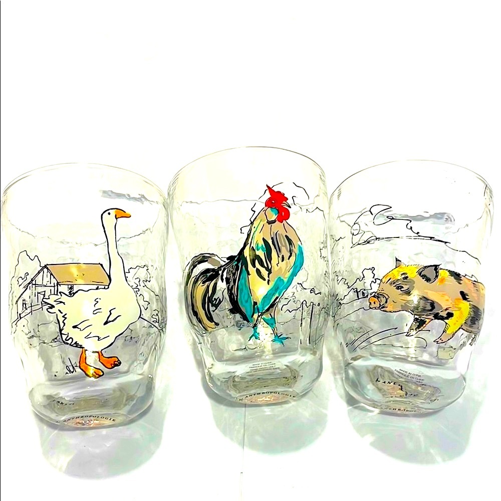 Anthropologie Farm Animal Glass Set - Multicolor